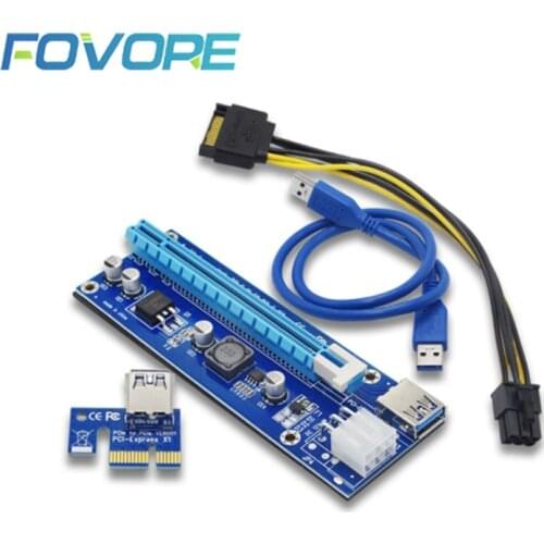 PCIE Riser PCI-E 1X to 16X Riser Card 60CM USB 3.0 PCI Express SATA to 6Pin Power Cable for BTC Bitcoin Mining Antminer Miner