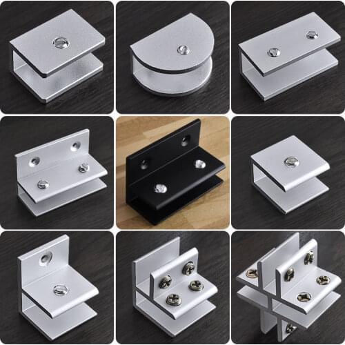 2Pcs L T type right angle fixed glass clamp mirror clip Shelf holder Showcase combination connecting for 6-12mm Glass fitting