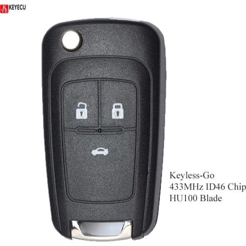 KEYECU 433MHz ID46 Keyless-Go Remote Key Fob 3B for Chevrolet Cruze 2010 2011 2012 2013 2014 2015 HU100 Blade Euro HU100 Blade