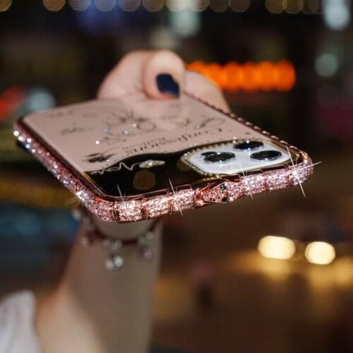 Luxury Glitter Shiny Bling Protective Rhinestone Metal Frame Case Back Cover For iPhone12 Mini 12 11 Pro Max X S XR SE2 8 7 Plus