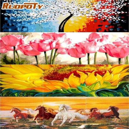 RUOPOTY Frame Painting By Numbers Landscape DIY Canvas Picture Hand Painted Oil Painting Figure Home Decoration