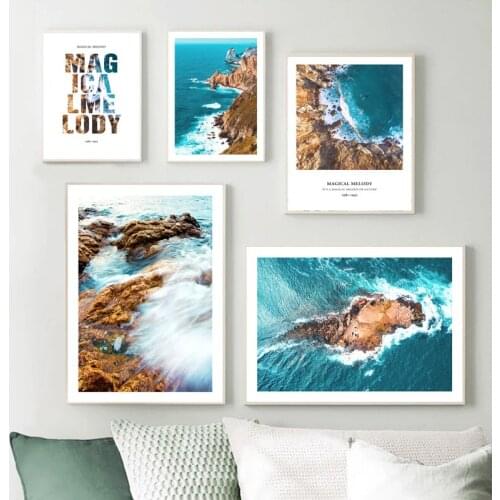 Blue Sea Landscape Wall Art Canvas Painting Nordic Posters and Prints Photography Wall Pictures for Living Room Home Decor