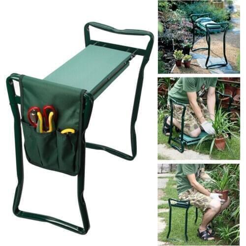 RU SHIPPING Folding Garden Chair Kneeler Seat Stainless Steel Garden Stool with EVA Kneeling Pad Storage Big Bearing 150KG