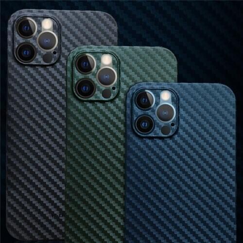 Slim Phone Protective Case for iphone 12 mini /12/12Pro/12 Pro Max Carbon Fiber Texture Back Cover Shockproof Shell Case