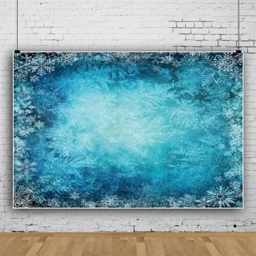 Vinyl Background For Photography Winter Snow Snowflake Freeze Light Blue Gradient Color New Year Child Baby Photography Backdrop
