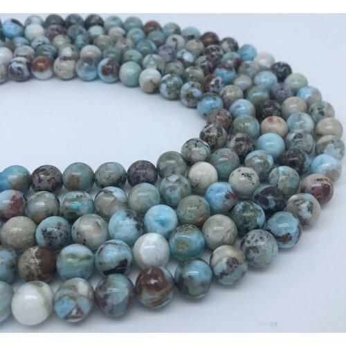 6/8/10mm High Quality Natural Sea Grain Stone Larmar Stone Beads Loose Beads Jewelry Making Earrings Bracelet Necklace Energy