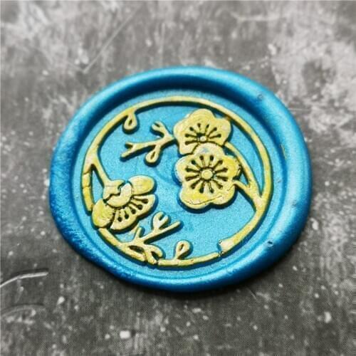 Japanese cherry blossom flowers Wax Seal Stamp Wedding Invitation Sealing Wax Stamp Kits Custom Wax Seal Wooden handle seals