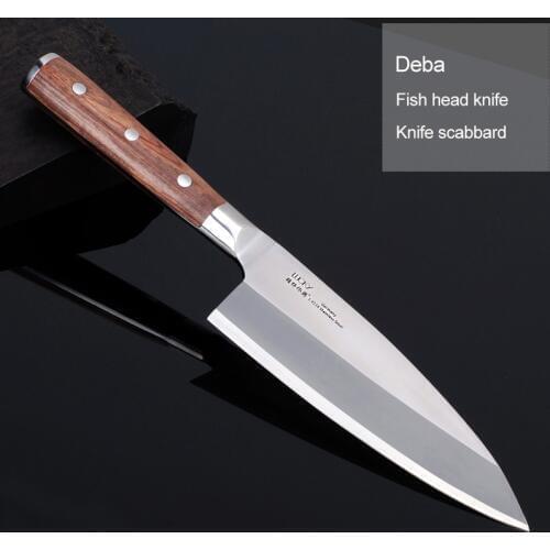 18cm 21cm Japanese Deba Kitchen Knife Germany 1.4116 Stainless Steel Fish Head Chef Knife Rozar Sharp with Rosewood Handle 14G