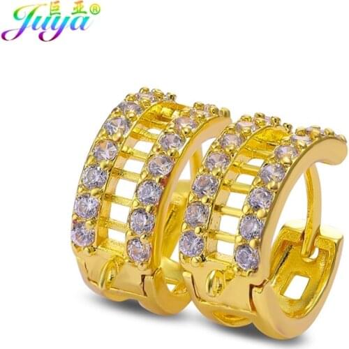 Juya DIY Jewelry Gold/Silver Color Fastener Basic Lock Hoop Earring Hooks Accesories For Handmade Fashion Dangle Earrings Making