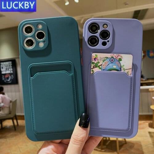 Camera Lens Protection Phone Case With Card Slot For iPhone 12 Pro Max 11 Pro 8 7 Plus Xr Xs Max X SE 2020 Mini Phone Cover Bags