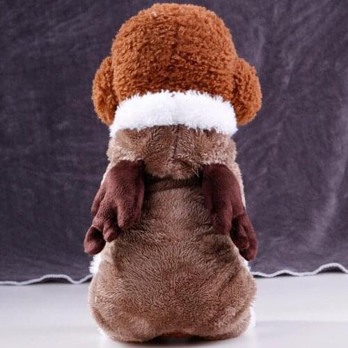 Adorable Pet Dog Clothes Outwear Cosplay Elk Deer Winter Fluff Coat Jumpsuit