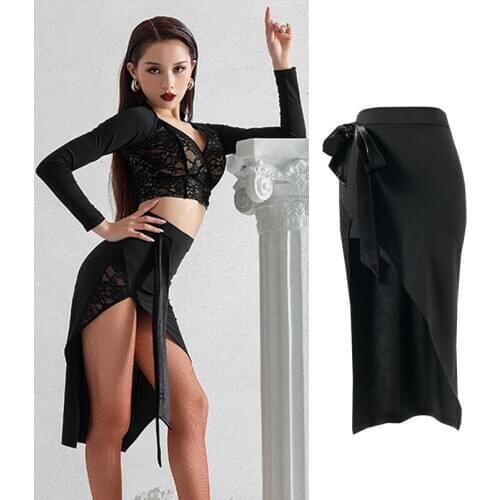 Women Latin Dance Skirt Female Adult Sexy Split Skirt New Latin Performance Competition Clothes Chacha Samba Dance Skirt SL4450
