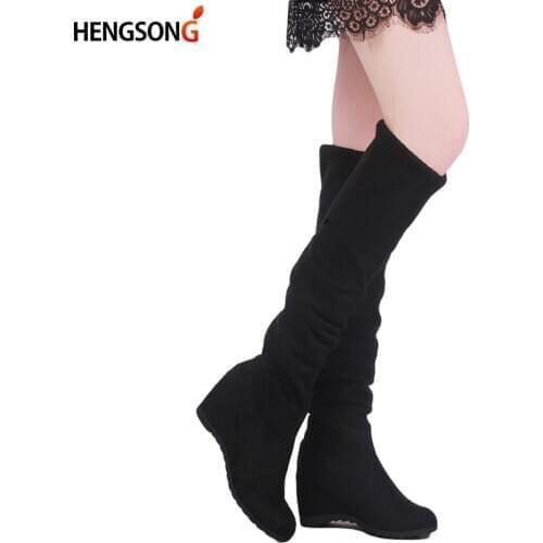 Women Boots 2020 Autumn Winter Ladies Fashion Flat Bottom Boots Shoes Over The Knee Thigh High Suede Long Boots
