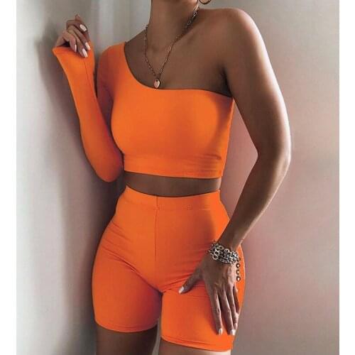 Summer Womens Biker Shorts 2 Piece Set Exercise Fitness Seamless Long Sleeve Crop Tops Gym Sets Workout Clothes