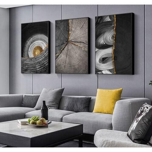Gold Luxury Interior Decoration Modern Abstract Wall Art Vertical Paintings Big Large Canvas Poster for Living Room Prints