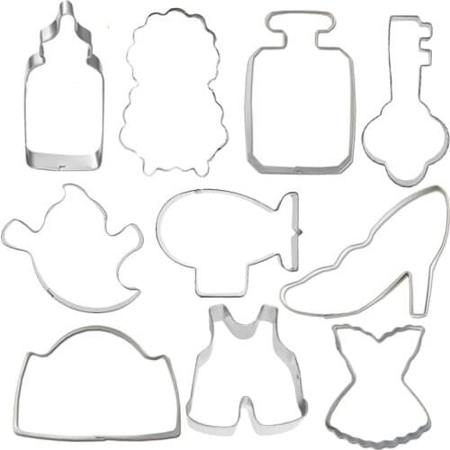 10Pcs Stainless Steel Wedding Cookies Cutter Biscuit Mould Valentines Day Cake Bread Baking Pastry Tools Kitchen Piping Supplie