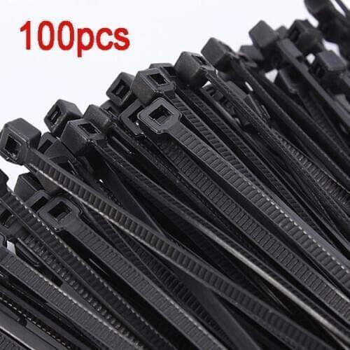 100pcs Nylon cable tie black white cable tie environmental protection plastic self-locking cable tie