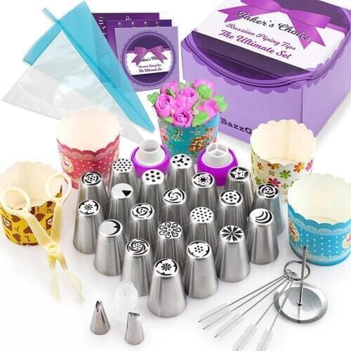 207PCS Cake Decorating Supplies Kit with Russian Piping Tips Turntable Pastry Bag Baking Tools for Beginners