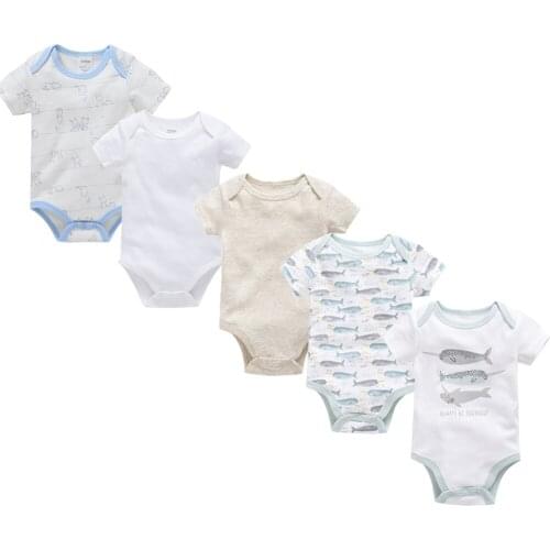 2021 3 5 pcs Baby Boy Bodysuit Short Sleeve ropa bebe Cotton Clothes Newborn Baby Girls Jumpsuit Toddler Overalls Outfits
