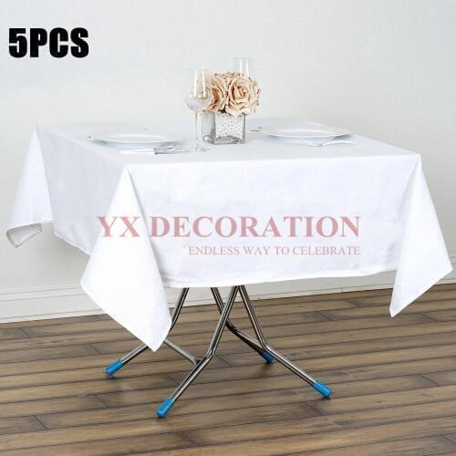 5pcs Lot Square Poly Tablecloth White for Christmas Wedding Party Table Cover Table Cloth Home Decor