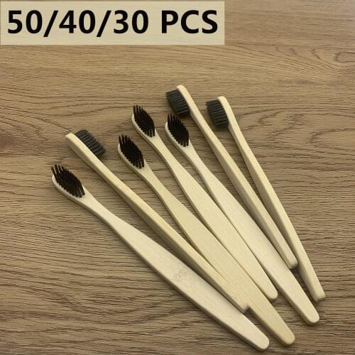 50/40/30Pack Natural Biodegradable Bamboo Toothbrush Reusable Wood Toothbrushes Soft Bristles Teeth brush Eco-Friendly Oral Care