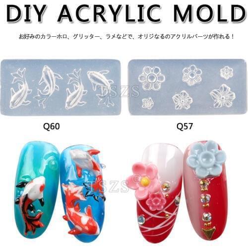 8pcs/lot flower fish leaf Nail Art Mold 3D Silicone Nails Carving Stamping Nail Art Template DIY Durable Manicure Decor