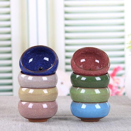 8 Pieces of Multi-meat Ceramic Flower Pot Planters for Succulents Crack Ceramic Table Decoration Flower Pot Crafts Bottom Hole