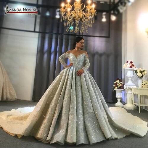 Amanda Novias Designer real work wedding dress full beading bridal dress 2021