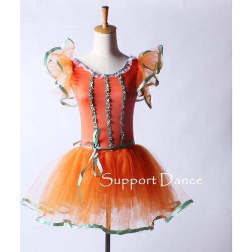 Flutter Sleeve Ruffle Neckline Ballet Tutu Dress Kids Adult Dance Costume C184