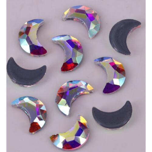 Lead Free High Quality 3x6mm, 4x8mm Crystal AB Moon Iron On Rhinestones / Hotfix Crystals