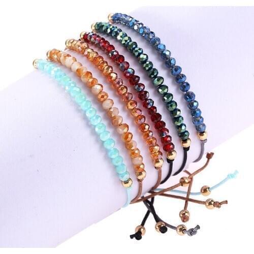 Natural Crystal Stone Beads Bracelet Hand Woven Rope Chain Clear Crystal Adjustable Bracelets Jewelry Party Wedding Accessories
