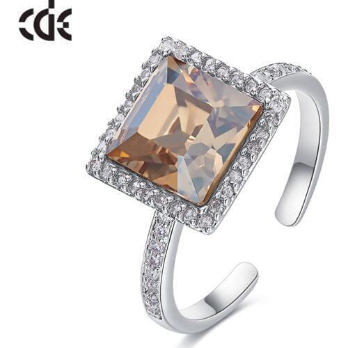 CDE Square Geometric Ring Embellished with crystals Open Finger Rings For Women Wedding Rings Engagement Jewelry