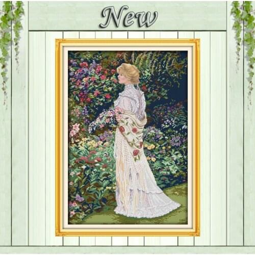 Floral aromas beautiful girl angel painting Needlework kits Cross Stitch Sets Embroidery DMC 14CT 11CT Counted printed on canvas
