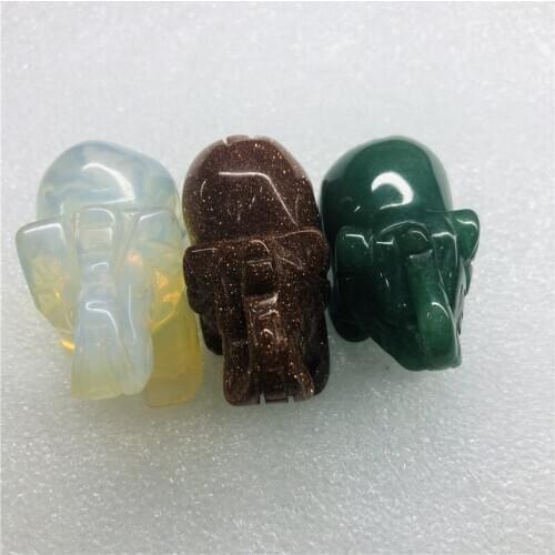 Handmade Carved Tangling Jade Elephant Gemstone Natural Crystal Figurine Ornaments