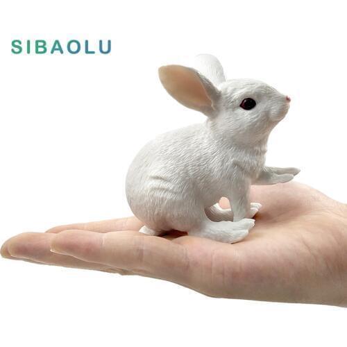 Simulation Big Grey White Rabbit figurine Animal model figure home decor miniature fairy garden decoration accessories statue
