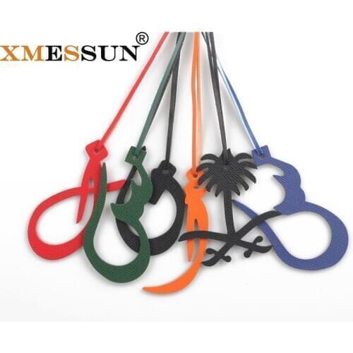 Customized Luxury Genuine Natural Leather Character Alphabet Arabic Letter Keychain Backpack Pendant Ladies Women Bag Charm