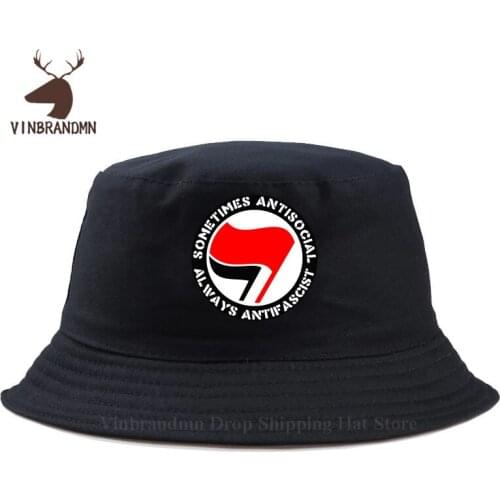 Sometimes Antisocial Alway Antifascist Bucket hats Antifascist Baseball caps Antifascism Socialist Leftist Antifa Flag Logo hats