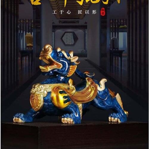 2021 Company home Porch lobby exorcise evil spirit thriving business money Good luck PI XIU dragon brass Sculpture ART Ornament