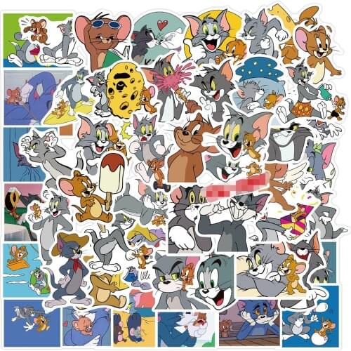 Cute Cartoon Cat and Mouse Graffiti Aesthetic Sticker Suitcase Motorcycle Notebook School Office Stationery Decoration 50PCS