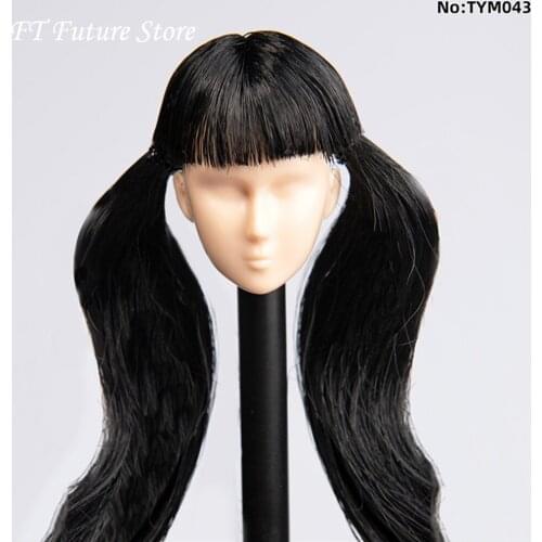 In Stock 1/6 Scale OB White Repaint Asian Skin Female Headsculpt with Long Black Removed Hair Accessory Model for 12'' Body