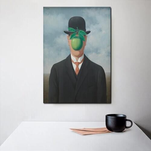 MUTU Art Son of Man By Rene Magritte Art Wall Painting Prints and Posters Canvas Pictures For Living Room Cuadros Art Picture