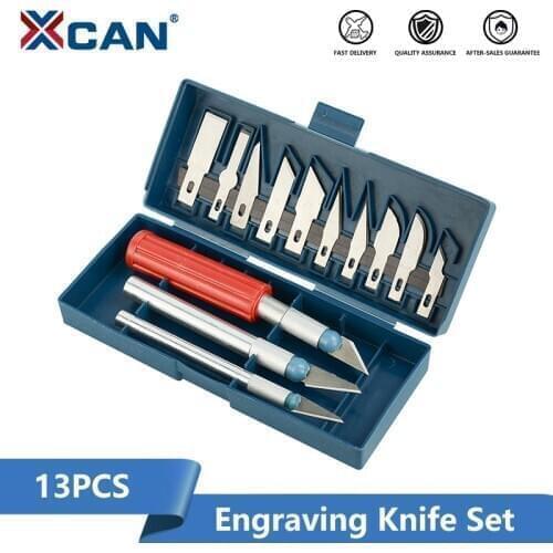 XCAN Engraving Knife Set 13pcs For Multi-Purpose Crafts Art Cutting Tools With 3 Knives 10 Blade Carving Tools