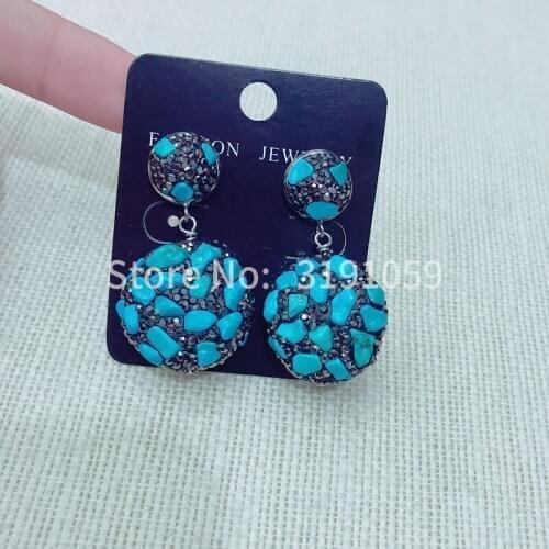 Bohemian style disk color set zircon European and American retro hot style earrings loose stone earrings ornaments women