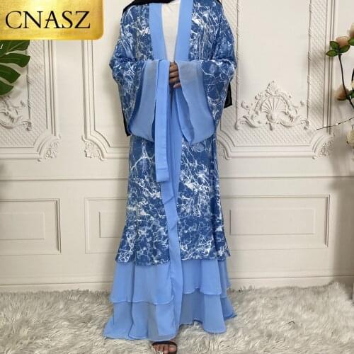 Latest Abayas With Scarf for Women Muslim Fashion Dubai Size Kimono Modest Clothing Womens Cardigan Print Flower Ladies Abaya