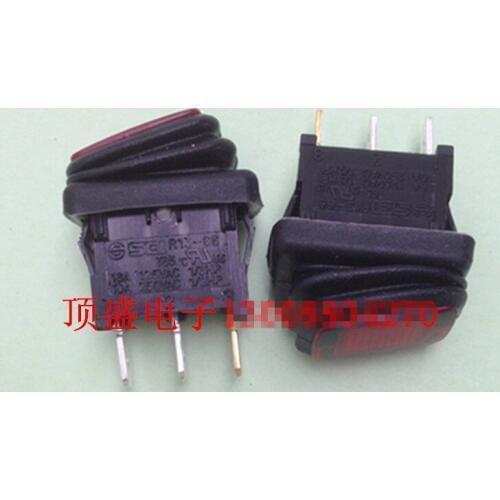 Original new 100% R13-66B8 IP65 3pin red light rocker waterproof switch 10A R13-66B8W