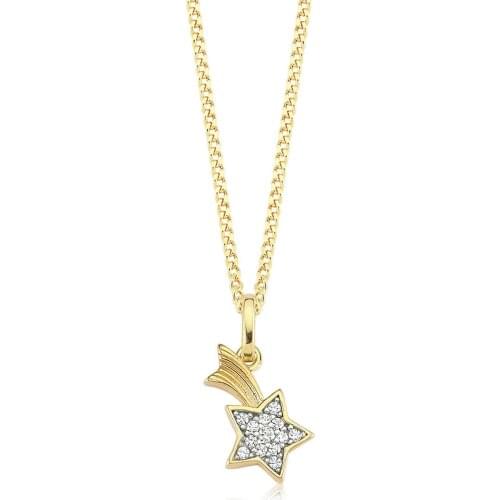 Valori Jewels Little Comet, Zirconia White Gemstone, Gold Plated, Sterling Silver Charm Necklace