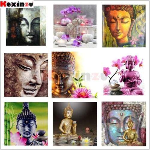 Full Diamond Painting Cross Stitch Mosaic Buddha statue 5D Diy Square Round Stone Bead Drill 3d Embroidery Rhinestone Gift BK