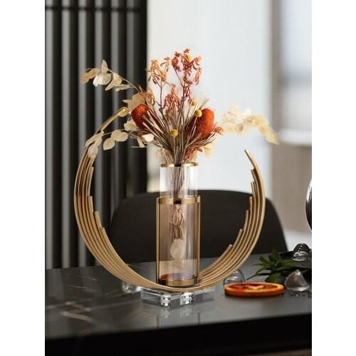 Simple and Modern Stainless Steel Indoor Flower Arrangement Glass Candlestick Decorations Craft