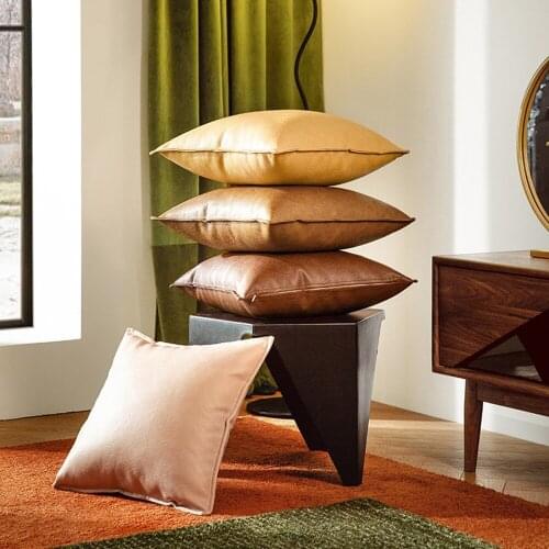 Light Luxury Faux Leather Throw Pillow Covers Solid Waterproof Dustproof Square Garden Cushion Case Pillowcase for Patio Couch