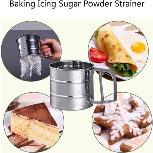 Handheld Flour Shaker Stainless Steel Mesh Sieve Cup Powder Flour Sieve Icing Sugar Bake Pastry Tool Hand-pressed Sifters